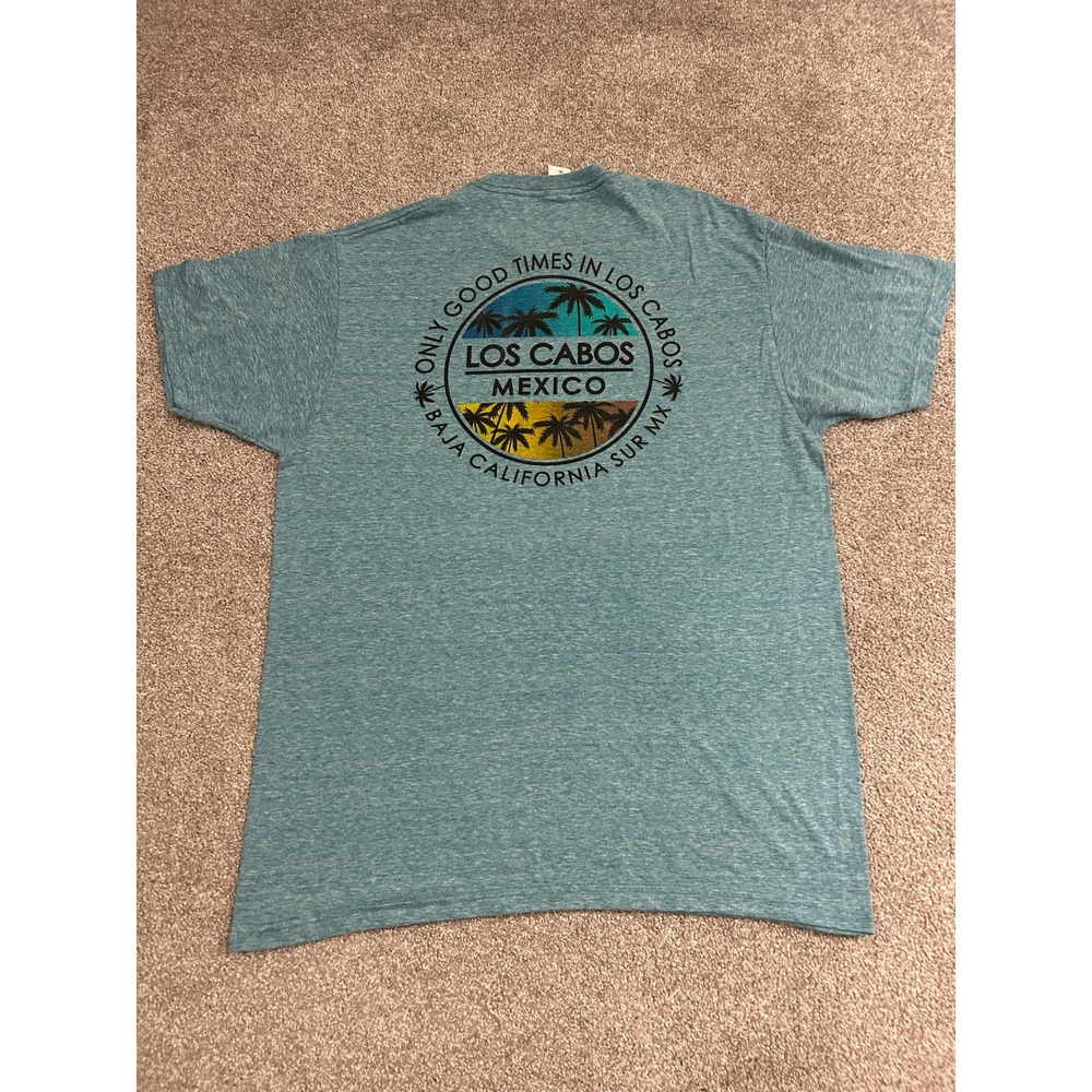 Avante Los Cabos Mexico T-Shirt Mens Large Teal Blue Excellent Graphic Tee